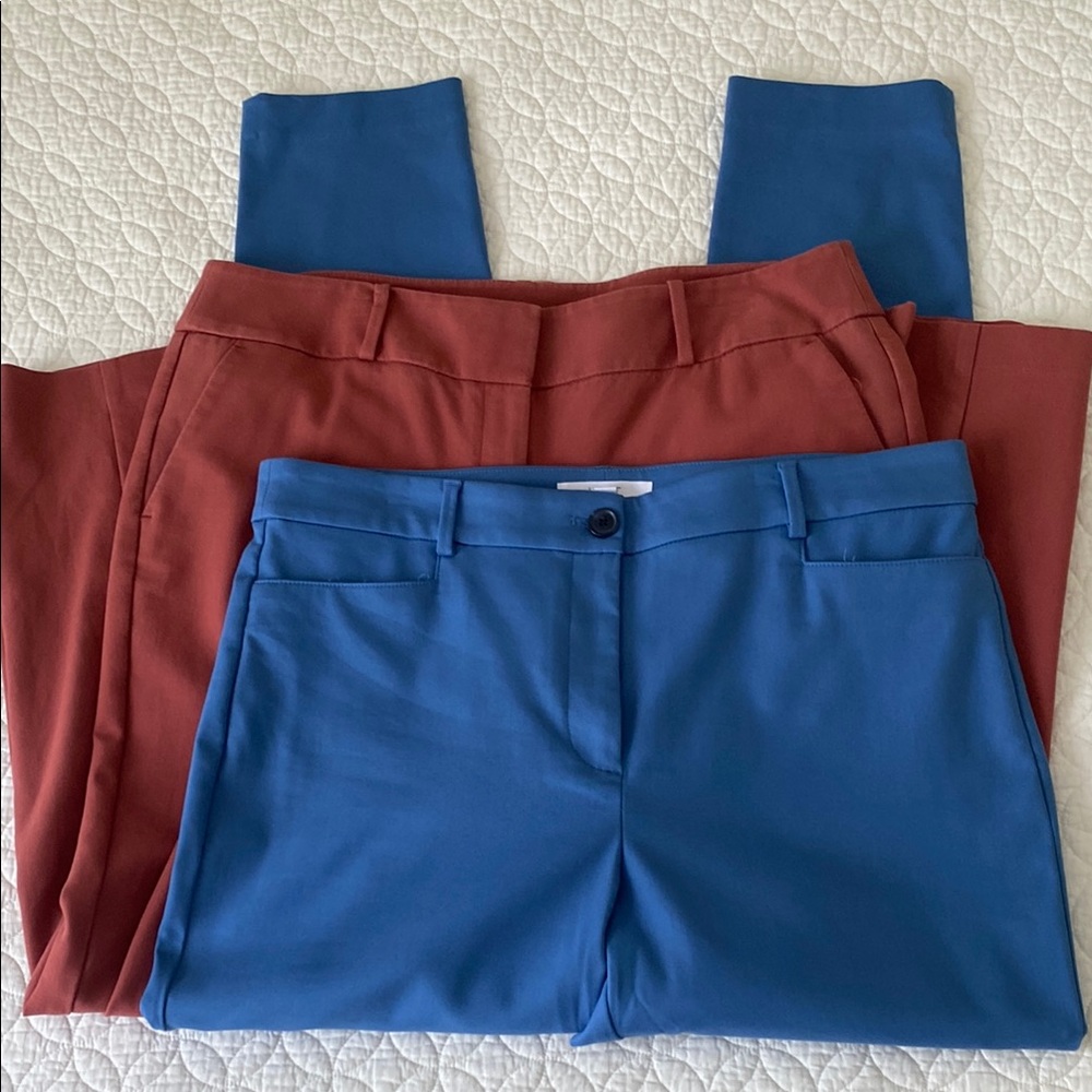 LOFT bundle of two 14T pants in blue  and rust colors